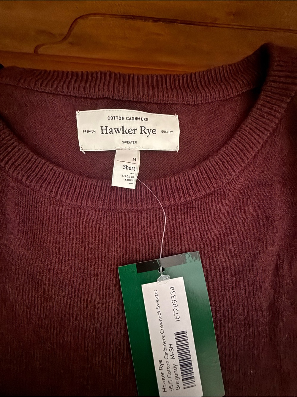 Hawker Rye Cotton Cashmere Crewneck Sweater - Burgundy - Picture 3 of 3